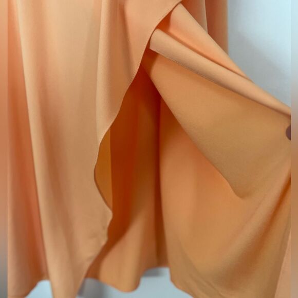 BCBG MAXAZRIA light orange/yellow asymmetrical wrap skirt, side zipper, XS - Picture 8 of 13